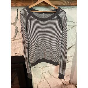 lululemon athletica Gray Striped Crew Neck Sweater